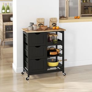 Carrello da Cucina Moderno in Rovere con Ripiani Regolabili, Cassetti e Piano in MDF Ecologico - Product Image 2