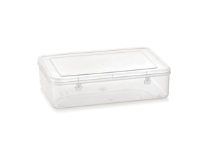 Clear <b>Plastic</b> Office Organizer Rectangular <b>Lid</b> 1 Layer Minimalist Design Waterproof Durable Stackable Storage Box for Desk Use - Product Image 3