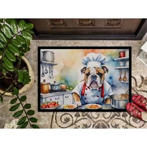 Nouveau bouledogue anglais Chef paillasson antidérapant lavable faible pile 18H X 27W intérieur extérieur tapis d'entrée tapis de porte avant - Product Image 3