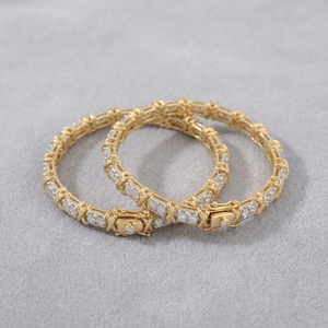 18K Yellow Gold Brilliant Cut <b>Couple</b> <b>Bracelet</b> Lab Grown Diamond IGI Certified Classic Everyday Wear Women's Jewelry - Product Image 3