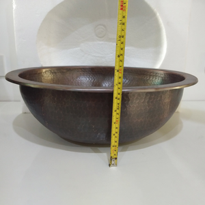 Évier ovale en cuivre finition antique foncé, fait main, pour salle de bain, idéal pour comptoir de vanité de luxe et décoration intérieure - Product Image 2