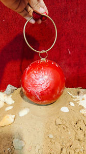Indian handmade Red Resin <b>Sphere</b> Clutch Handbag with Brass Ring Handle Luxury Evening Wedding Party <b>Bag</b> for Women - Product Image 5
