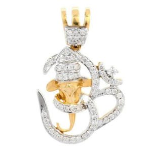 18K <b>Solid</b> <b>Gold</b> Diamond Ganesha <b>Pendant</b>-Asscher Marquise Radiant & Emerald Cut - Product Image 1