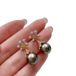 S925 Pure Silver Freshwater <b>Pearl</b> <b>Earrings</b> with Strong Light Niche Design Letter Style Zhuji Natural <b>Pearls</b> - Product Image 5