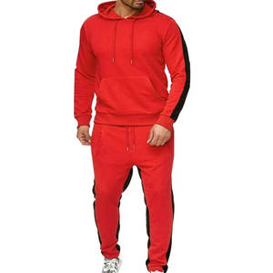 Survêtement à capuche rouge pour homme, manches longues, couleur unie, décontracté, pour l'automne, avec poches latérales, coupe régulière, matière respirante - Product Image 1