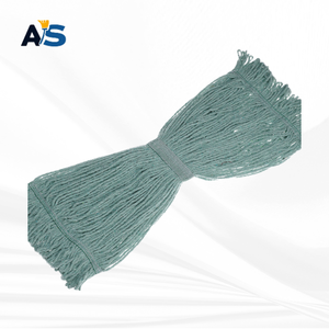 A&S Heavy Duty Sea Green Cotton <b>Mop</b> Head multi-ply twisted yarn with 2" Green Head Band Loop End - Product Image 3