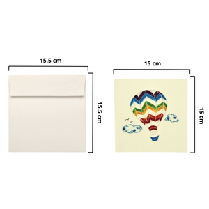 Tarjeta colorida con diseño de globo aerostático, nubes y pájaros, tarjeta de felicitación artística hecha a mano para coleccionistas, tarjeta de quilling - Product Image 2