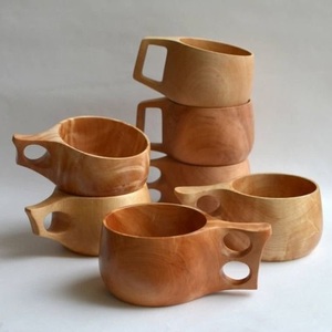 Tasses en bois faites à la main, design minimaliste, écologiques, vaisselle à café en bois massif, finition naturelle, articles de boisson pour la maison - Product Image 2
