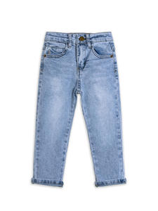 Jeans Azules Sólidos con Detalles Desgastados Blancos al por Mayor para Niños y Niñas Pequeñas, Mezclilla 100% Algodón, Ropa Infantil Informal Elegante - Product Image 4