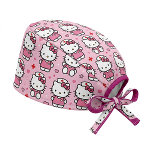High Quality Pattern Logo Custom Support 100% Breathable Pure Cotton Surgical Nurse Hat Unisex Dental Hospital <b>Scrub</b> Caps - Product Image 6