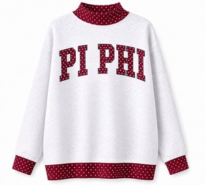 Sweat-shirt personnalisé en tricot écologique pour femme, col montant uni, manches longues, décontracté, avec impression de lettres appliquées pour l'hiver - Product Image 1