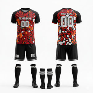 ชุดยูนิฟอร์มฟุตบอลชายมืออาชีพ เสื้อ กางเกงขาสั้น โพลีเอสเตอร์ 100% สกรีนโลโก้ได้ตามสั่ง ชุดฝึกซ้อมสำหรับผู้ใหญ่ ชุดทีมฟุตบอล - Product Image 1