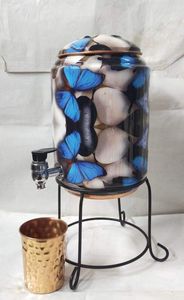 Distributeur d'eau en cuivre artisanal avec motif floral pour la maison, le bureau et l'hydratation quotidienne - Product Image 5