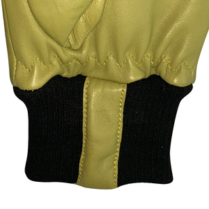 Gants de travail en cuir jaunes avec revers côtelé noir, pour l'hiver, extérieur, non doublés, longueur poignet, vente en gros, gants de chauffeur - Product Image 3