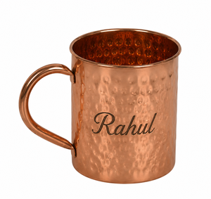 Mug en cuivre pur martelé personnalisé avec gravure de nom sur mesure |   Mug à boire ayurvédique fait main |   Tasse en cuivre cadeau - Product Image 1