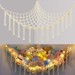Hamac mural en macramé en cordon de coton pour jouets, organisateur de rangement d'angle pour la maison - Product Image 4