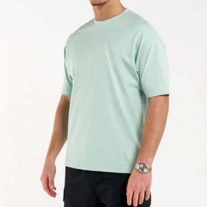 Camiseta de Cuello Redondo Verde Menta para Hombre, 100% Algodón, Manga Corta, Informal, Básica, Personalizada, de Secado Rápido, 220g - Product Image 1