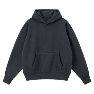 เสื้อสเวตเชิ้ตมีฮู้ดผู้ชาย สีพื้น ผ้าฝ้ายฟลีซ สวมใส่สบายๆ ในฤดูใบไม้ร่วง ทรงโอเวอร์ไซส์ ดีไซน์กระเป๋า - Product Image 6