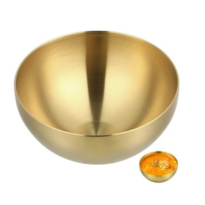Tazón de acero inoxidable color oro marfil para ensalada, sopa, frutas, hecho a mano. - Product Image 4
