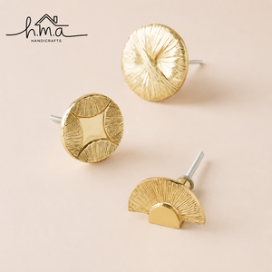 Handcrafted Solid Brass Half Moon Cabinet <b>Knob</b> Satin Golden Finish Modern <b>Drawer</b> Pull Wardrobe Door Cupboard Furniture Handle - Product Image 3