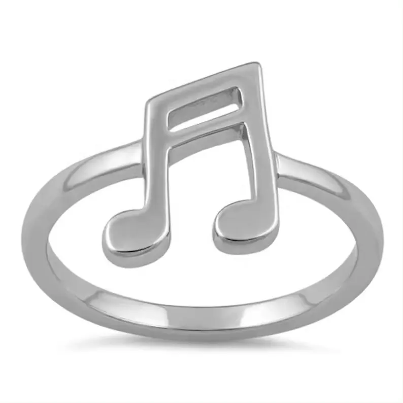 Anillos de notas creativas, anillo de notas musicales ajustable de Plata de Ley 925, anillos de dedo simples de plata con notas musicales personalizadas