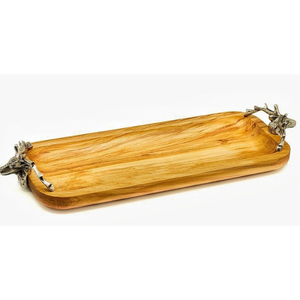 Antique Designer Wooden Food <b>Serving</b> <b>Tray</b> With <b>Gold</b> Metal Bird Accent Table Top Coffee <b>Serving</b> <b>Tray</b> For Hotel Wholesale Supplies - Product Image 2