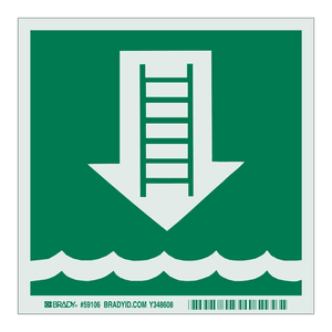 Señal de Seguridad Marina BradyGlo, Flecha Descendente y Escalera sobre Agua, Tablero de Tráfico Impreso con UV - Product Image 2