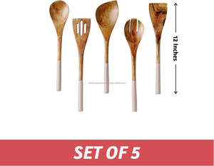 ชุดอุปกรณ์ทำอาหารทำจากไม้หรือเครื่องครัวไม้กันติดสำหรับของจำเป็นสำหรับห้องครัวชุดอุปกรณ์ไม้สีชมพูบลัช - Product Image 3