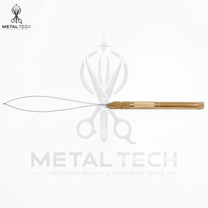 Golden Knurled Handle Hair Extension Loop <b>Needle</b> Micro Ring Wire Pulling <b>Threader</b> Device Salon Professional Equipment Tool - Product Image 2