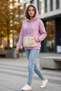 <b>Women's</b> Regular Fit Solid Breathable Casual Long Sleeve Regular Length Modal Zip-Through Hoodie with Front Logo and Pockets - Product Image 3