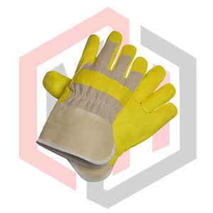 Gants de travail en cuir jaune beige respirants, antistatiques, anti-choc, anti-coupure, anti-chaleur, avec manchette de sécurité, résistants au feu - Product Image 4