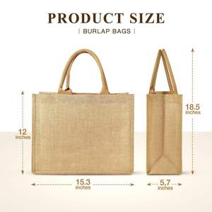 Heavy Duty Natural Jute Carry <b>Bag</b> Sustainable Reusable Tote <b>Bag</b> for Supermarket and Shopping - Product Image 6
