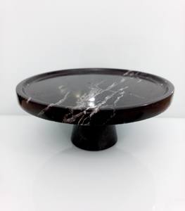 Plateau de service décoratif en marbre noir zèbre, forme ronde, pieds modernes, pierre naturelle, décoration de luxe pour la maison - Product Image 4