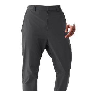 กางเกงยืดผ้าแคนวาสสีล้วนสำหรับผู้ชาย, กางเกงกีฬาลำลองขาตรงเอวหลวมสีทึบระบายอากาศได้สวมใส่สบาย - Product Image 5