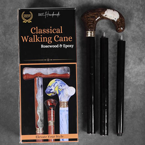 Bâton de marche rustique noir en bois fait main avec finition naturelle, léger, pour les aventures en plein air - Product Image 3