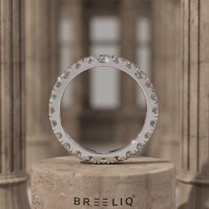 Anillo de Diamantes de Eternidad Completa, Oro de 14K, Borde Festoneado, Corte Redondo, Anillo de Boda, Joyería de Aniversario Apilable de Lujo - Product Image 6