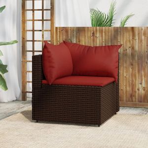 Canapé d'angle de jardin en rotin PE marron 63 cm x 63 cm x 57 cm - Product Image 1