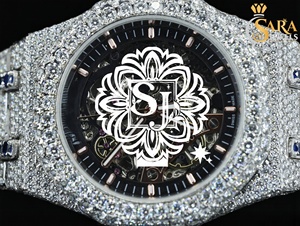Montre de luxe en diamant Moissanite en édition limitée pleine rose VVS mouvement à quartz glacé bracelet en acier inoxydable cadran en verre fenêtre - Product Image 2
