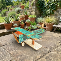 DIVADI Pots à fleurs / Serres artisanales en bois écologiques, modèle d'avion en bois de bateau recyclé A2 pour jardin