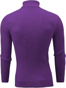 Pull à col roulé en polyester noir uni pour homme, tricoté, avec propriétés anti-rétrécissement et respirantes, manches longues, pour le printemps - Product Image 6
