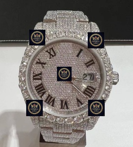 Montre de luxe pour femme Imperial Jewels avec diamants, boîtier rond en acier inoxydable de 42 mm, affichage analogique de la date, fermoir pliant - Product Image 1