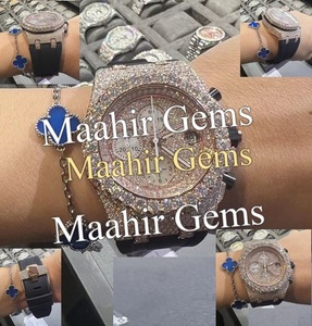 Mossinate Fashion Stainless Steel VVS Moissanite Quartz <b>Watch</b> Men Hip Hop Glass Dial <b>Case</b> 10 Bar Water Resistant Bracelet Clasp - Product Image 1