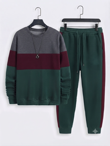 Ostriya Intl Conjunto Deportivo de Manga Larga, Corte Regular, Estilo Urbano, Tejido Grueso, Diseño Sólido, 100% Algodón, Secado Rápido, con Cordón Ajustable - Product Image 1