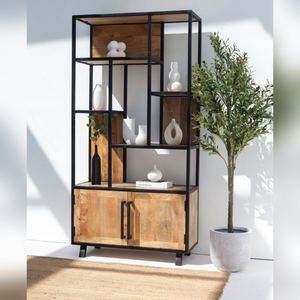 Meuble de rangement industriel Vandana Merino Vento en bois de manguier avec étagères – Design moderne - Product Image 3