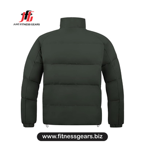 Chaqueta acolchada cortavientos con relleno grueso de poliéster, cierre de cremallera y capucha, chaqueta casual de invierno para hombre. - Product Image 2
