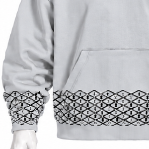 Sweat-shirt à capuche gris argenté avec bordure brodée, en molleton épais, avec ourlet et poignets décoratifs, poche kangourou, décontracté - Product Image 6