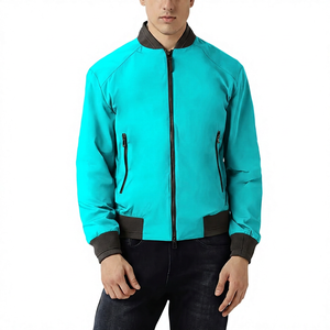 <b>Men's</b> Solid Color <b>Jacket</b> Polyester Windproof Stand Collar Zipper Closure Casual Autumn Wear - Product Image 5