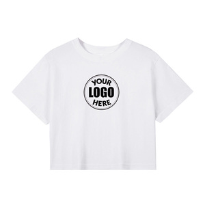 เสื้อครอปท็อปแขนสั้นคอกลมผ้าฝ้ายพิมพ์ลายกราฟิกสำหรับผู้หญิง - Product Image 2