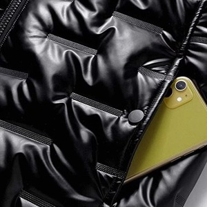 Men's Black <b>Hooded</b> Puffer Jacket Zipper Closure Wind Resistant Thick Polyester Filled Winter <b>Coat</b> Regular Fit - Product Image 6
