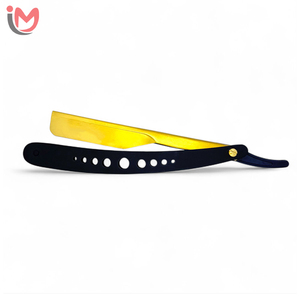 Lame de rasoir professionnelle droite pour salon de coiffure, en acier inoxydable, manche en bois, durable, réutilisable, logo personnalisé, vente en gros - Product Image 4
